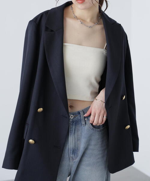 FREE'S MART（フリーズマート）の「金ボタンダブルブレストジャケット[裏地：半裏仕様]（テーラードジャケット・レディース・ネイビー・MEDIUM/SMALL）」の6枚目の写真