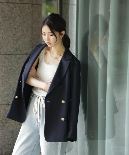 FREE'S MART（フリーズマート）の「金ボタンダブルブレストジャケット[裏地：半裏仕様]（テーラードジャケット・レディース・ネイビー・MEDIUM/SMALL）」の8枚目の写真