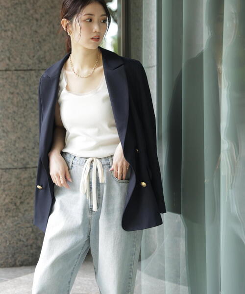 FREE'S MART（フリーズマート）の「金ボタンダブルブレストジャケット[裏地：半裏仕様]（テーラードジャケット・レディース・ネイビー・MEDIUM/SMALL）」の9枚目の写真