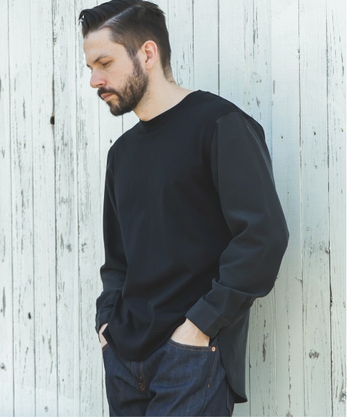 MR.OLIVE(ミスターオリーブ)の「MIX MATERIAL / HYBRID SHIRT(Tシャツ/カットソー・メンズ・ブラック/カーキ・MEDIUM/LARGE)」の1枚目の写真