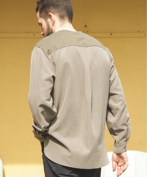 MR.OLIVE(ミスターオリーブ)の「MIX MATERIAL / HYBRID SHIRT(Tシャツ/カットソー・メンズ・ブラック/カーキ・MEDIUM/LARGE)」の11枚目の写真