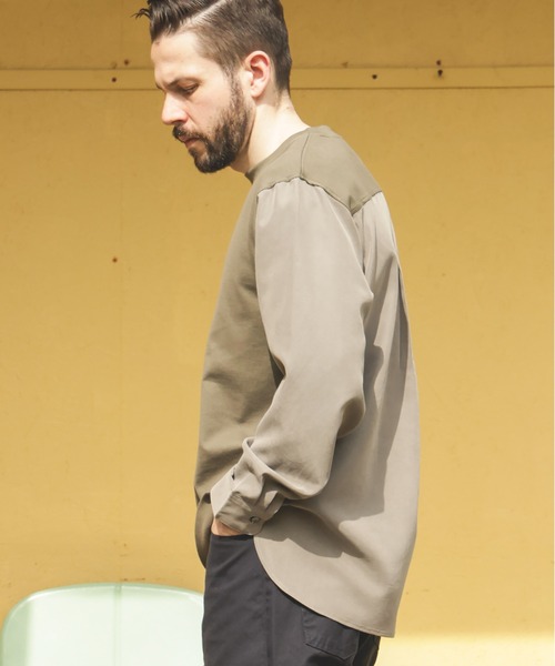 MR.OLIVE(ミスターオリーブ)の「MIX MATERIAL / HYBRID SHIRT(Tシャツ/カットソー・メンズ・ブラック/カーキ・MEDIUM/LARGE)」の10枚目の写真