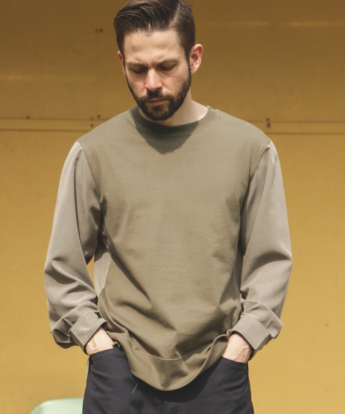 MR.OLIVE(ミスターオリーブ)の「MIX MATERIAL / HYBRID SHIRT(Tシャツ/カットソー・メンズ・ブラック/カーキ・MEDIUM/LARGE)」の9枚目の写真