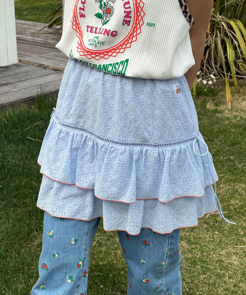 HELLO.SANFRANCISCO（ハローサンフランシスコ）の「【HELLO.SANFRANCISCO/ハローサンフランシスコ】レースレイヤードスカート（スカート・レディース・サックスブルー/ピンク/ホワイト・ONE SIZE）」の2枚目の写真