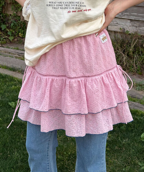 HELLO.SANFRANCISCO（ハローサンフランシスコ）の「【HELLO.SANFRANCISCO/ハローサンフランシスコ】レースレイヤードスカート（スカート・レディース・サックスブルー/ピンク/ホワイト・ONE SIZE）」の3枚目の写真