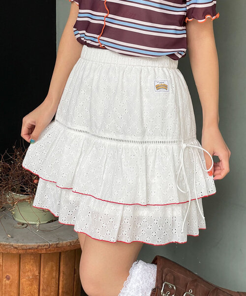 HELLO.SANFRANCISCO（ハローサンフランシスコ）の「【HELLO.SANFRANCISCO/ハローサンフランシスコ】レースレイヤードスカート（スカート・レディース・サックスブルー/ピンク/ホワイト・ONE SIZE）」の4枚目の写真