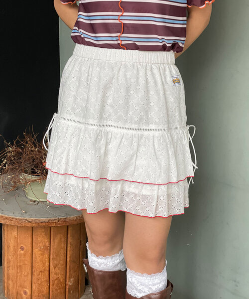 HELLO.SANFRANCISCO（ハローサンフランシスコ）の「【HELLO.SANFRANCISCO/ハローサンフランシスコ】レースレイヤードスカート（スカート・レディース・サックスブルー/ピンク/ホワイト・ONE SIZE）」の5枚目の写真