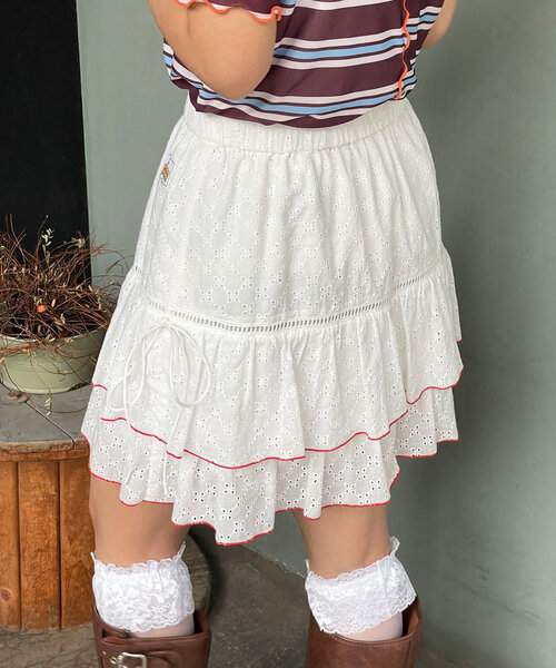 HELLO.SANFRANCISCO（ハローサンフランシスコ）の「【HELLO.SANFRANCISCO/ハローサンフランシスコ】レースレイヤードスカート（スカート・レディース・サックスブルー/ピンク/ホワイト・ONE SIZE）」の6枚目の写真