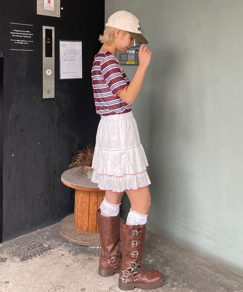 HELLO.SANFRANCISCO（ハローサンフランシスコ）の「【HELLO.SANFRANCISCO/ハローサンフランシスコ】レースレイヤードスカート（スカート・レディース・サックスブルー/ピンク/ホワイト・ONE SIZE）」の8枚目の写真