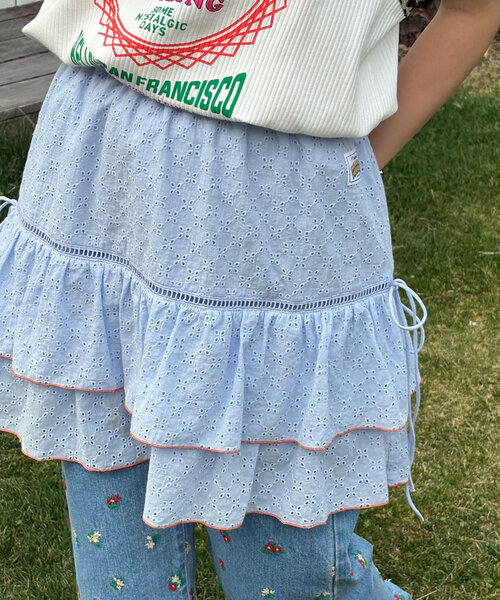 HELLO.SANFRANCISCO（ハローサンフランシスコ）の「【HELLO.SANFRANCISCO/ハローサンフランシスコ】レースレイヤードスカート（スカート・レディース・サックスブルー/ピンク/ホワイト・ONE SIZE）」の10枚目の写真