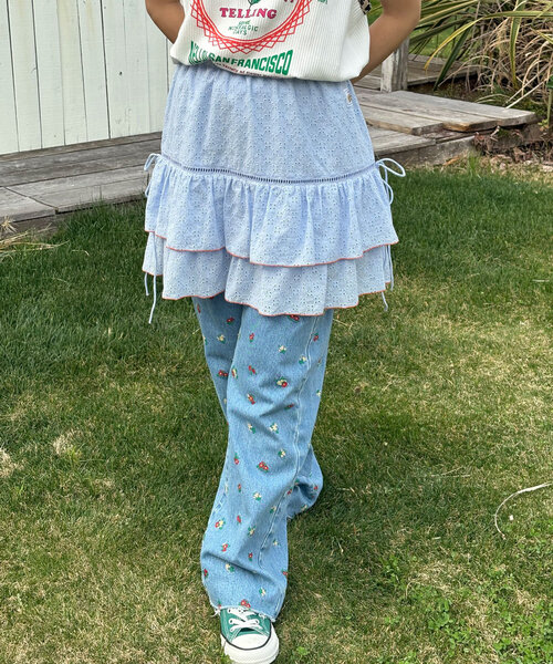 HELLO.SANFRANCISCO（ハローサンフランシスコ）の「【HELLO.SANFRANCISCO/ハローサンフランシスコ】レースレイヤードスカート（スカート・レディース・サックスブルー/ピンク/ホワイト・ONE SIZE）」の14枚目の写真