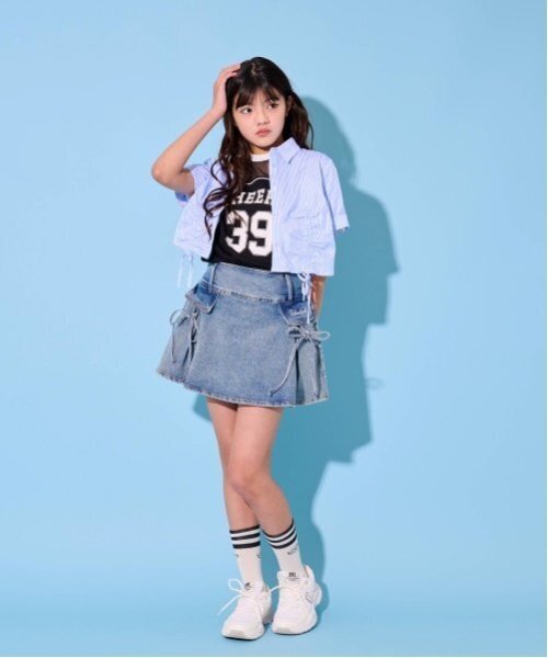 by LOVEiT（バイラビット）の「【ニコ☆プチ掲載】ポケットリボンスカート（スカート・キッズ・ブラック/オフホワイト/ブルー・150cm/160cm/130cm/140cm/120cm）」の7枚目の写真