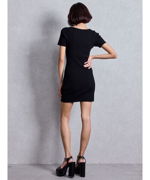 COMME des GARCONS フレンチスリーブ ニットワンピース 黒 半袖 COMME des GARCONS フレンチスリーブ ニットワンピース 黒 半袖