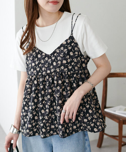 花柄Vネックキャミ（キャミソール）｜DISCOAT（ディスコート）の