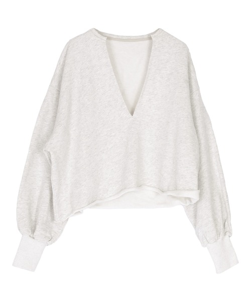 UR'S(ユアーズ)の「深Vネックスウェットプルオーバー(Tシャツ/カットソー・レディース・チャコール/オートミール/ブラック・L/M)」の4枚目の写真