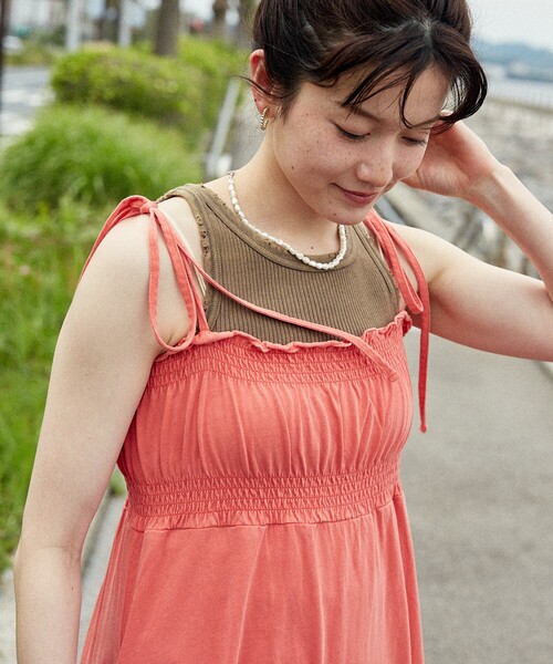 FREAK'S STORE(フリークスストア)の「ダメージ加工 タンクトップ(タンクトップ・レディース・オリーブ/ブラック/ピンク・フリ-)」の9枚目の写真