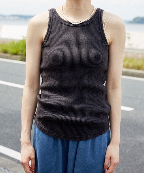 FREAK'S STORE(フリークスストア)の「ダメージ加工 タンクトップ(タンクトップ・レディース・オリーブ/ブラック/ピンク・フリ-)」の18枚目の写真