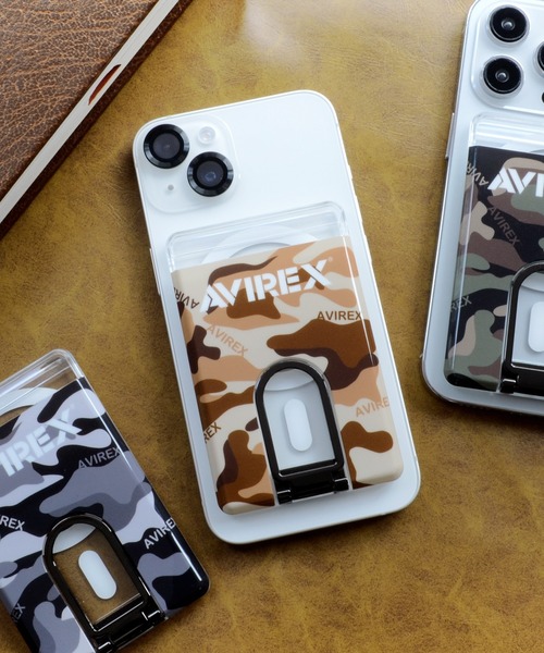 AVIREX(アヴィレックス)の「アヴィレックス MagSafe 対応 カードケース マグセーフケース(スマホグッズ・メンズ・グリーン系カモフラージュ/ブラック/ベージュ・ONE SIZE)」の3枚目の写真