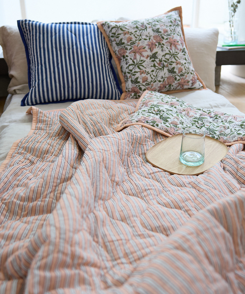 collex（コレックス）の「ブロックプリント キルトブランケット 140×200（ブランケット・レディース・ブルー/ピンク/イエロー/ブルー系その他・フリー）」の5枚目の写真