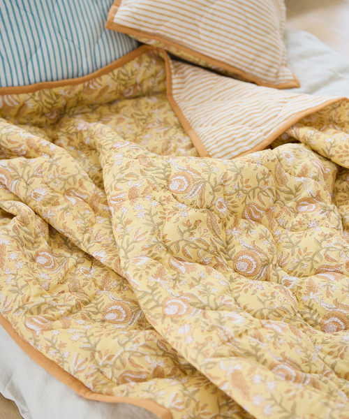 collex（コレックス）の「ブロックプリント キルトブランケット 140×200（ブランケット・レディース・ブルー/ピンク/イエロー/ブルー系その他・フリー）」の8枚目の写真