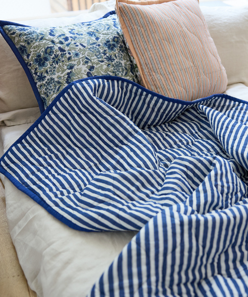 collex（コレックス）の「ブロックプリント キルトブランケット 140×200（ブランケット・レディース・ブルー/ピンク/イエロー/ブルー系その他・フリー）」の10枚目の写真