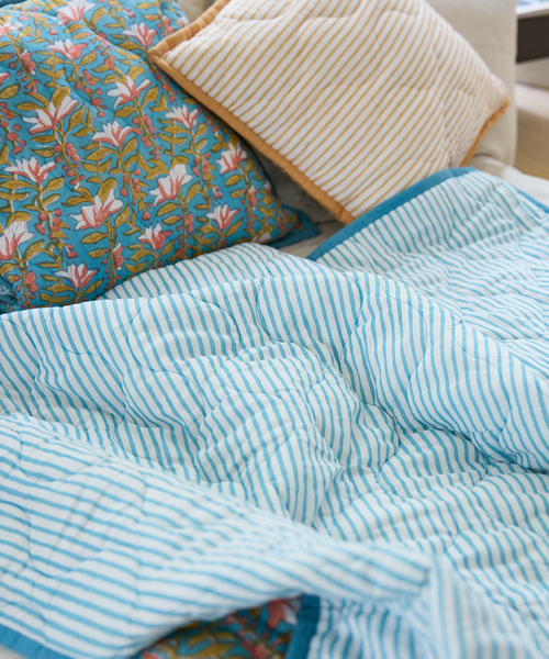 ブロックプリント キルトブランケット 140×200（ブランケット