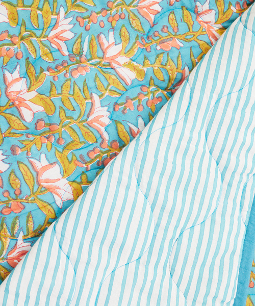 collex（コレックス）の「ブロックプリント キルトブランケット 140×200（ブランケット・レディース・ブルー/ピンク/イエロー/ブルー系その他・フリー）」の16枚目の写真