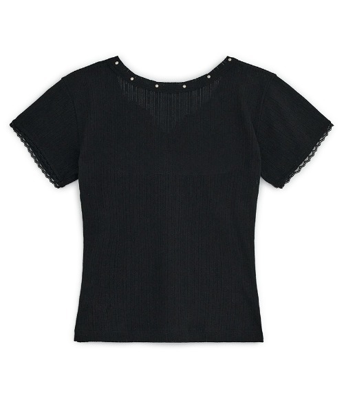 Tシャツ・カットソー HUG YOUR SKIN Lace studded top 5BJH1641 セール】HUG YOUR SKIN/ハグユアスキン/Lace studded top（T