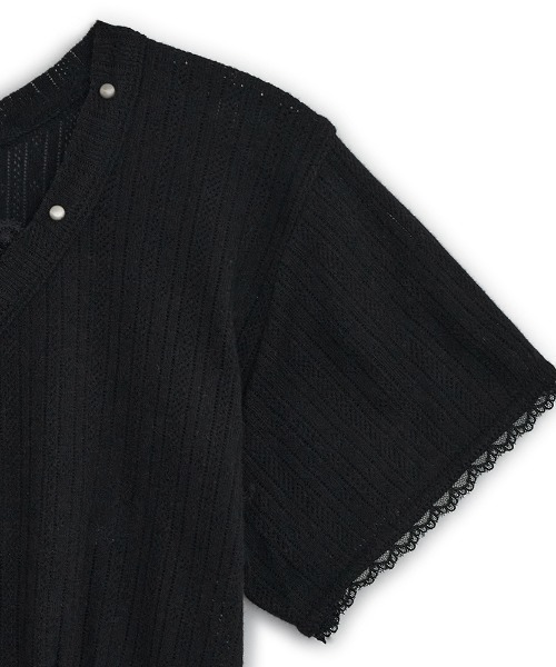 L.H.P（エルエイチピー）の「HUG YOUR SKIN/ハグユアスキン/Lace studded top（Tシャツ/カットソー・レディース・ホワイト/ブラック・F）」の4枚目の写真