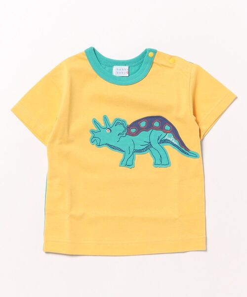 HAKKA BABY（ハッカベビー）の「[ベビー]トリケラトプスアップリケドライTシャツ（Tシャツ/カットソー・キッズ・イエロー/ライトブルー・90cm/80ｃｍ）」の2枚目の写真