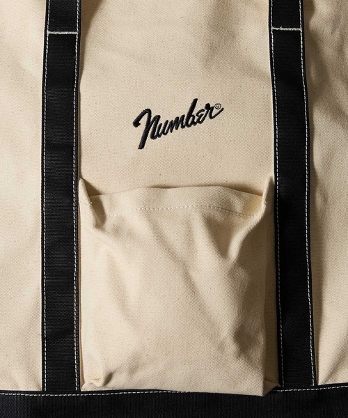 NUMBER (N)INE（ナンバーナイン）の「CANVAS BIG TOTE BAG / コットン キャンバス ビッグ トートバッグ（トートバッグ・メンズ・アイボリー/ブラック×ブラック/ブラック×ホワイト・FREE）」の4枚目の写真