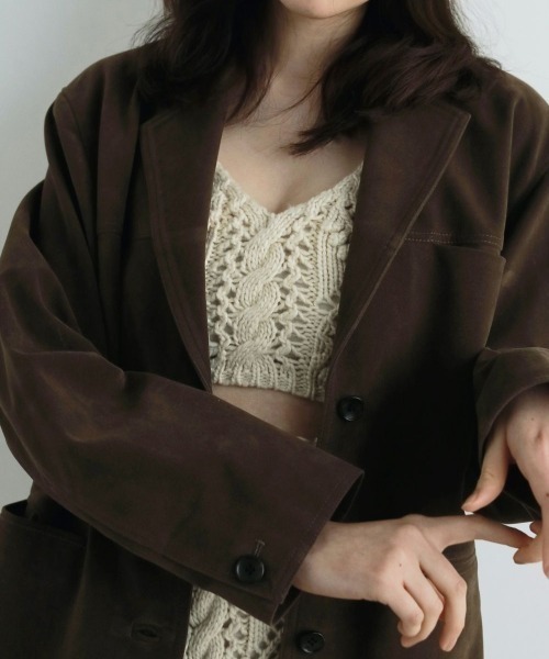 新品　aere アエレeco suede half coat ジャケット 黒 新品 aere アエレ eco suede coat エコスウェード コート - メルカリ