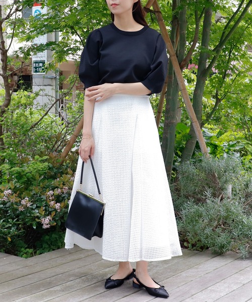 未使用☆40☆テンセルストレッチ パフスリーブ ニット☆23区 22SS美品】23区 テンセルストレッチ パフスリーブ ニット 38