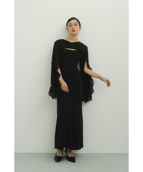 Knuth Marf 黒 ロングスリーブ オケージョン　ドレス frill sleeves one piece（ワンピース）｜Knuth Marf
