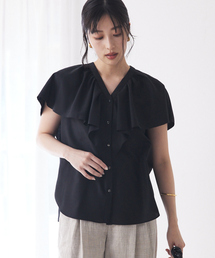 qualite | ラッフルカラーVネックブラウス(シャツ/ブラウス)