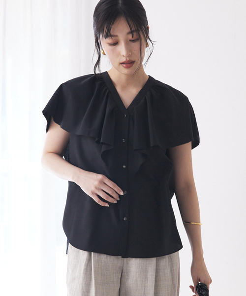ラッフルカラーVネックブラウス qualite｜ラッフルカラーVネックブラウス | Rakuten Fashion
