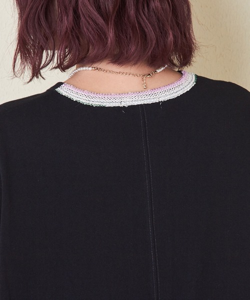 CUBE SUGAR(キューブシュガー)の「21/-OE天竺スモッキング刺繍プルオーバー(Tシャツ/カットソー・レディース・ナチュラル/ブラック/オレンジ・M)」の18枚目の写真