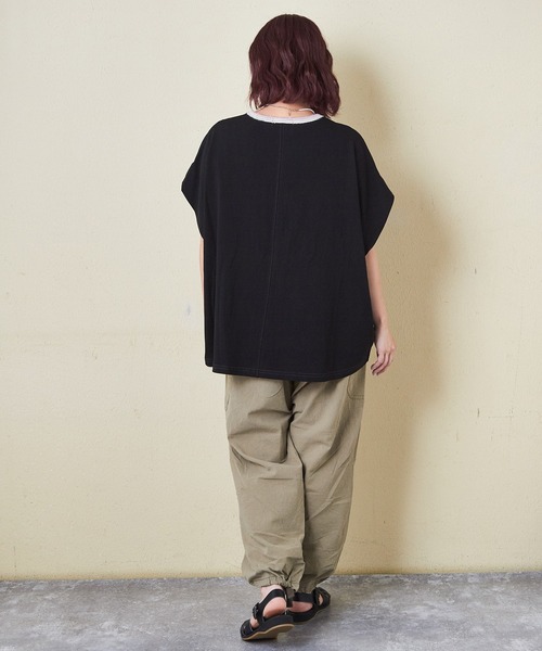 CUBE SUGAR(キューブシュガー)の「21/-OE天竺スモッキング刺繍プルオーバー(Tシャツ/カットソー・レディース・ナチュラル/ブラック/オレンジ・M)」の17枚目の写真