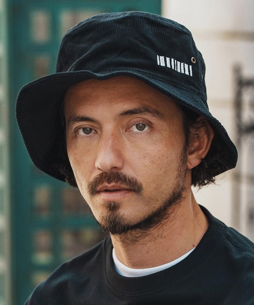 mko12921- Barcode Embroidery Corduroy Buket Hat バケット