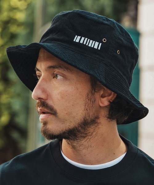 mko12921- Barcode Embroidery Corduroy Buket Hat バケット