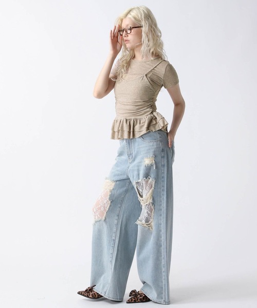 FOREVER 21(フォーエバー トゥエンティーワン)の「【2025SS】ドッキングフリルヘムTシャツ(Tシャツ/カットソー・レディース・ホワイト/ブラック/ブラウン・FREE)」の4枚目の写真