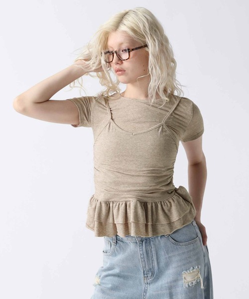 FOREVER 21(フォーエバー トゥエンティーワン)の「【2025SS】ドッキングフリルヘムTシャツ(Tシャツ/カットソー・レディース・ホワイト/ブラック/ブラウン・FREE)」の7枚目の写真