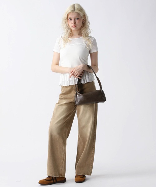 FOREVER 21(フォーエバー トゥエンティーワン)の「【2025SS】ドッキングフリルヘムTシャツ(Tシャツ/カットソー・レディース・ホワイト/ブラック/ブラウン・FREE)」の8枚目の写真