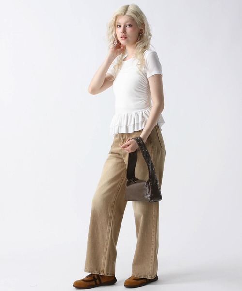 FOREVER 21(フォーエバー トゥエンティーワン)の「【2025SS】ドッキングフリルヘムTシャツ(Tシャツ/カットソー・レディース・ホワイト/ブラック/ブラウン・FREE)」の9枚目の写真