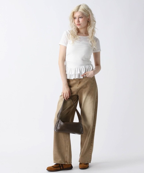 FOREVER 21(フォーエバー トゥエンティーワン)の「【2025SS】ドッキングフリルヘムTシャツ(Tシャツ/カットソー・レディース・ホワイト/ブラック/ブラウン・FREE)」の10枚目の写真