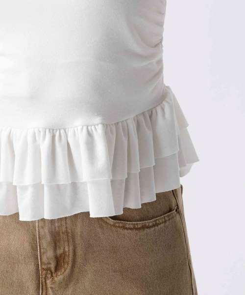 FOREVER 21(フォーエバー トゥエンティーワン)の「【2025SS】ドッキングフリルヘムTシャツ(Tシャツ/カットソー・レディース・ホワイト/ブラック/ブラウン・FREE)」の21枚目の写真