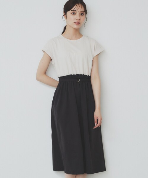 index（インデックス）の「ドッキングフレアワンピース【洗濯機洗い可】（ワンピース・レディース・ブラック系4/ダークブラウン系4/ベージュ系その他7・40/38/42/36）」の3枚目の写真