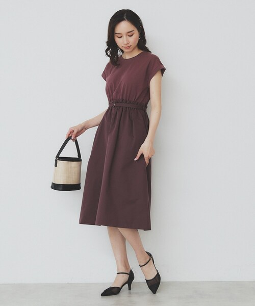 index（インデックス）の「ドッキングフレアワンピース【洗濯機洗い可】（ワンピース・レディース・ブラック系4/ダークブラウン系4/ベージュ系その他7・40/38/42/36）」の7枚目の写真