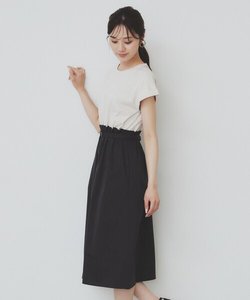 index（インデックス）の「ドッキングフレアワンピース【洗濯機洗い可】（ワンピース・レディース・ブラック系4/ダークブラウン系4/ベージュ系その他7・40/38/42/36）」の11枚目の写真