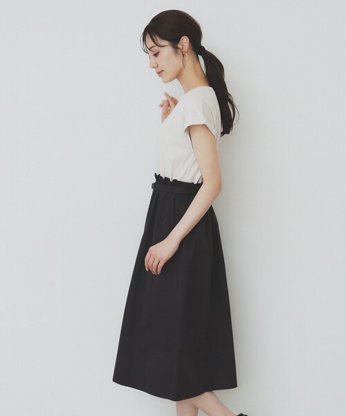 index（インデックス）の「ドッキングフレアワンピース【洗濯機洗い可】（ワンピース・レディース・ブラック系4/ダークブラウン系4/ベージュ系その他7・40/38/42/36）」の18枚目の写真